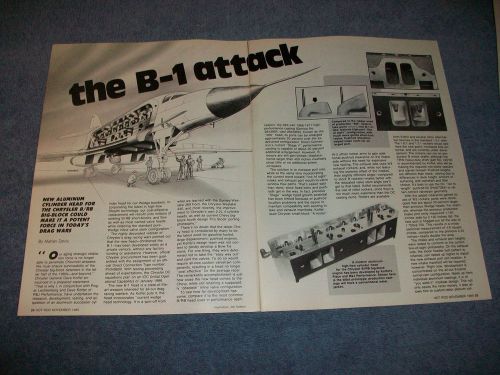 Vintage info tech article on the chrysler b-1 cylinder head &#034;the b-1 attack&#034; 440