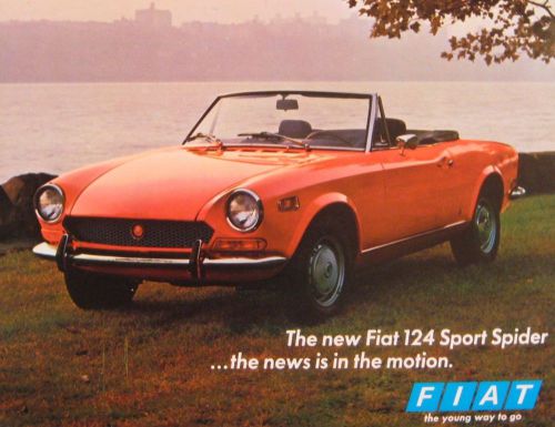 1970 fiat 124 sport spider brochure sheet, original 70