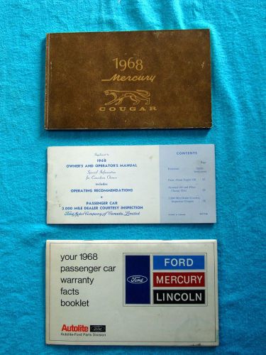 1968 mercury cougar canadian owners manual set