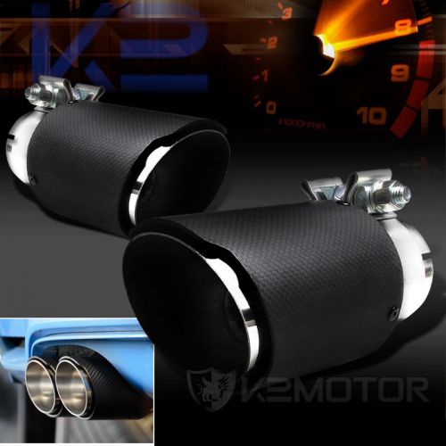 2pc 3.5&#034; outlet carbon fiber sport racing style exhaust muffler tip round