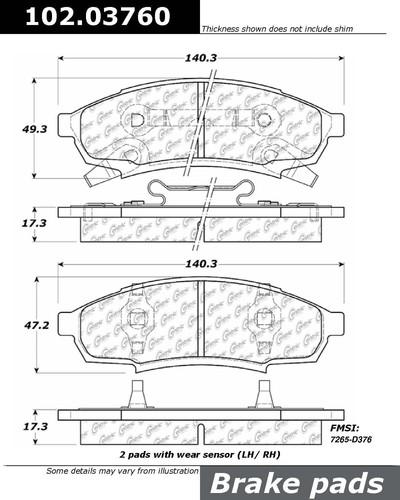 Centric 102.03760 brake pad or shoe, front-c-tek metallic brake pads