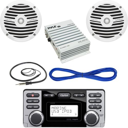 Clarion yacht cd-usb-mp3 receiver, 6.5&#034; speakers, 240w amplifier, wire, antenna