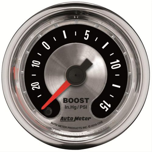 Autometer american muscle elec boost/vacuum gauge 2 1/16 dia silver face 1258