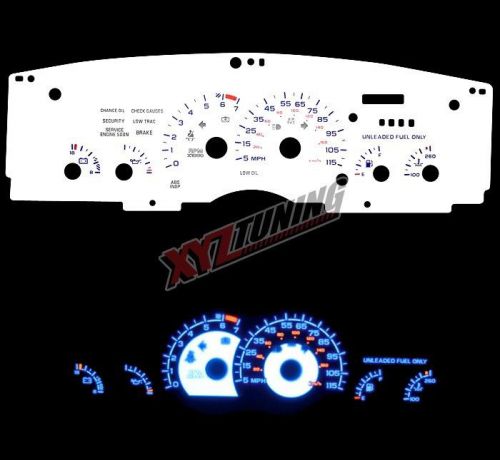 Blue reverse el indiglo glow white gauge face for 93-96 camaro 3.4l / 3.8l v6