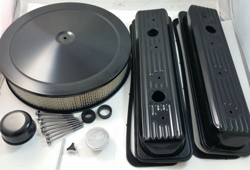 Black center bolt sb chevy engine dress up kit w/ air cleaner 5.0 5.7 87-95 v8