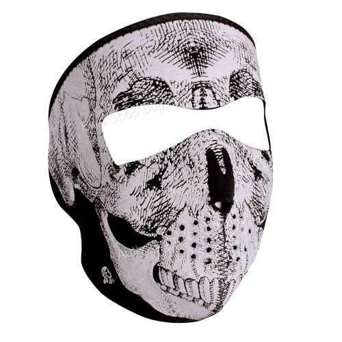 Zan headgear wnfm002r, neoprene full mask, reverses to black, reflective skull