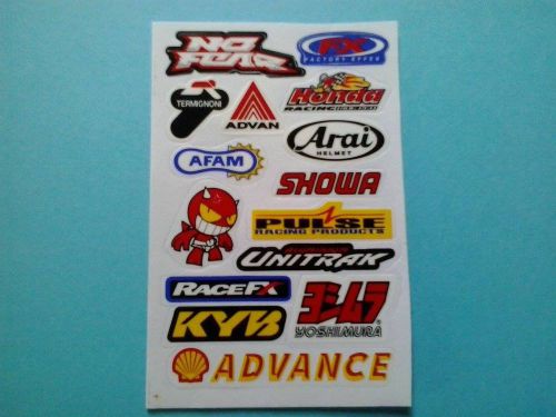 Showa/factory fx/yoshimura + 15 pc motocross dirt bike atv atc sticker set