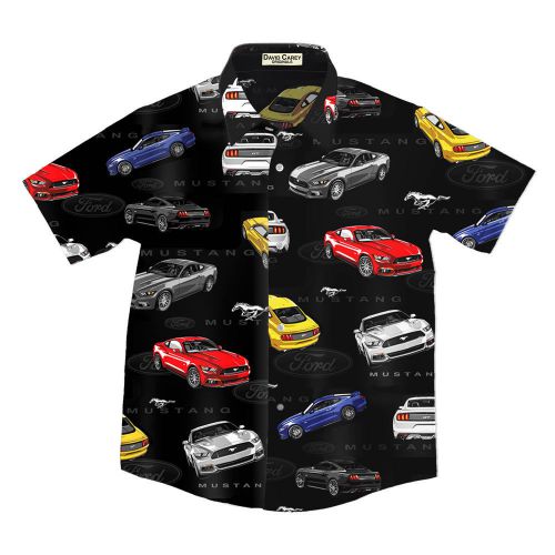 Apparel hawaiian shirt short sleeve black 2015 mustang large