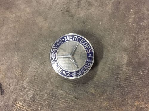 Mercedes blue wreath center wheel hub cap 75mm cover chrome emblem cap one oem