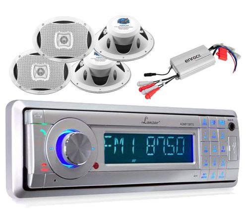 Aqmp70bts yacht detachable usb/sd stereo w/bluetooth+boat speakers+mp3 amplifier