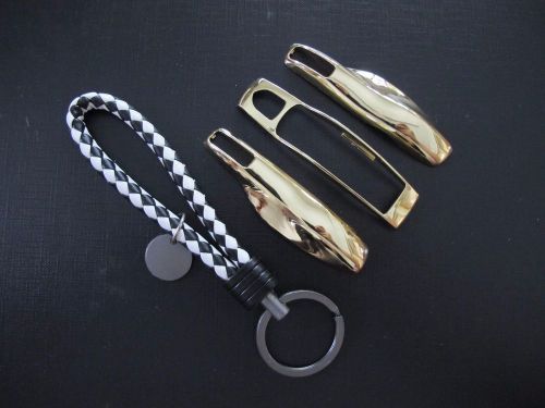 B/w pu key chain + 3pcs c gold remote fob cover key case trim for porsche macan