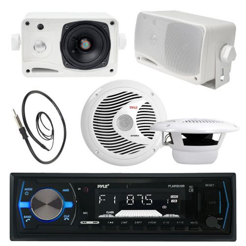 Plmrb29b bluetooth boat radio,3.5&#034; box and 6.5&#034; round speakers, antenna,400w amp