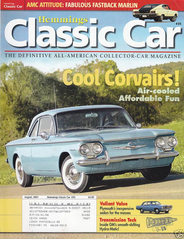 1960 corvair 700 club coupe 1967 amc marlin 1917 kissel kar 1951 buick xp-300