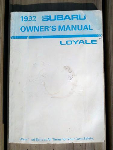 1992 subaru loyale owner's manual  