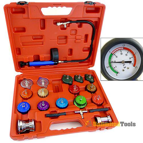 Auto radiator cap pressure testing tester cooling system kit pressurizing tool