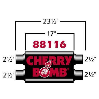 Cherry bomb muffler vortex dual 2.500" inlet/2.500" dual outlet steel black ea