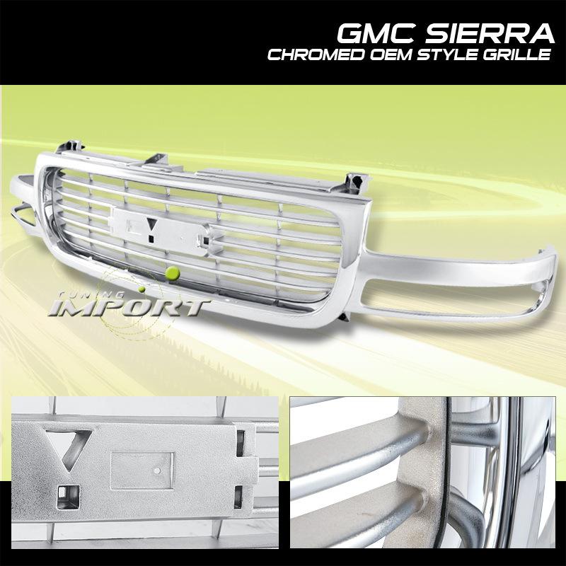 00-06 02 gmc yukon sierra xl replacement front chrome complete grille pickup new