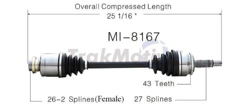 Cv axle shaft-new front right surtrack mi-8167 fits 03-06 mitsubishi lancer