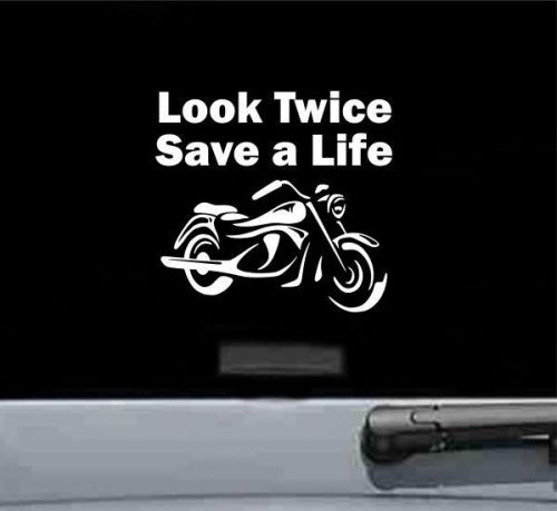 Look twice save a life vinyl decal sticker motorcycle car truck bike helmet gear