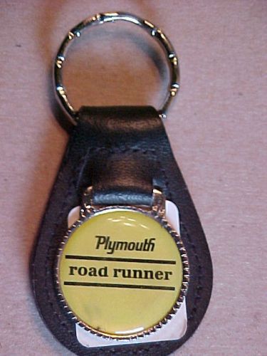 #12 plymouth road runner  leather back key chain