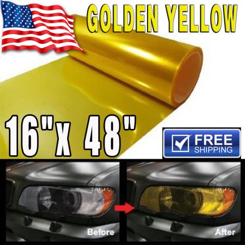 Gloss golden yellow smoke headlight tailight fog light tint film sheet -16&#034;x 48&#034;
