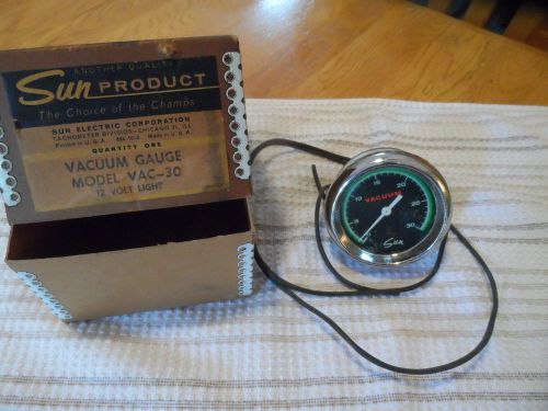 Awesome vintage sun green line greenline vacuum gauge 2&amp;5/8 vac-30 hot rod  wow