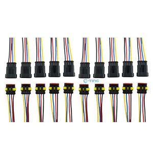 10 kit 4 pin way car truck waterproof electrical connector plug with wire awg et