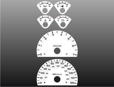 2001-2003 dodge dakota instrument cluster white face gauges 01-03