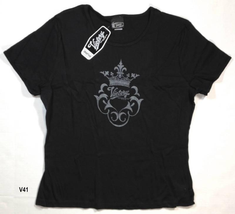 V41 - nwt victory motorcycle womens blk t shirt w/crown large