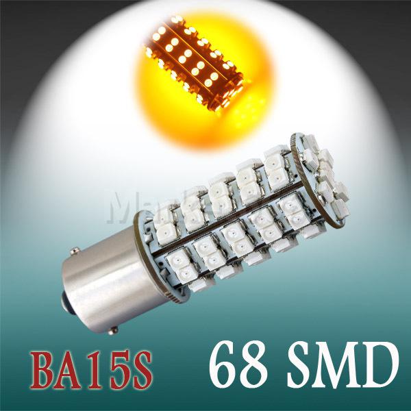 1156 ba15s 68 smd amber / yellow tail fog turn signal 68 led car light bulb lamp