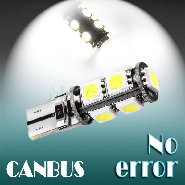 T10 9 smd 5050 pure white canbus obc no error interior car w5w 9 led light bulb