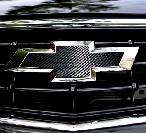 (2) silverado carbon fiber universal chevy bowtie vinyl sheets emblem overlay