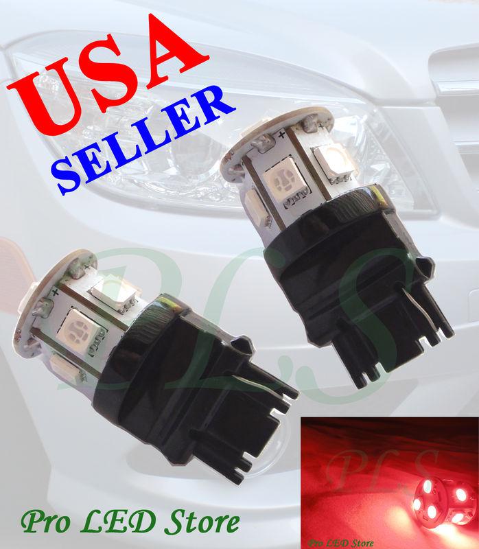 Two pcs 3156 3356 super red 9 smd led backup tail parking stop lights