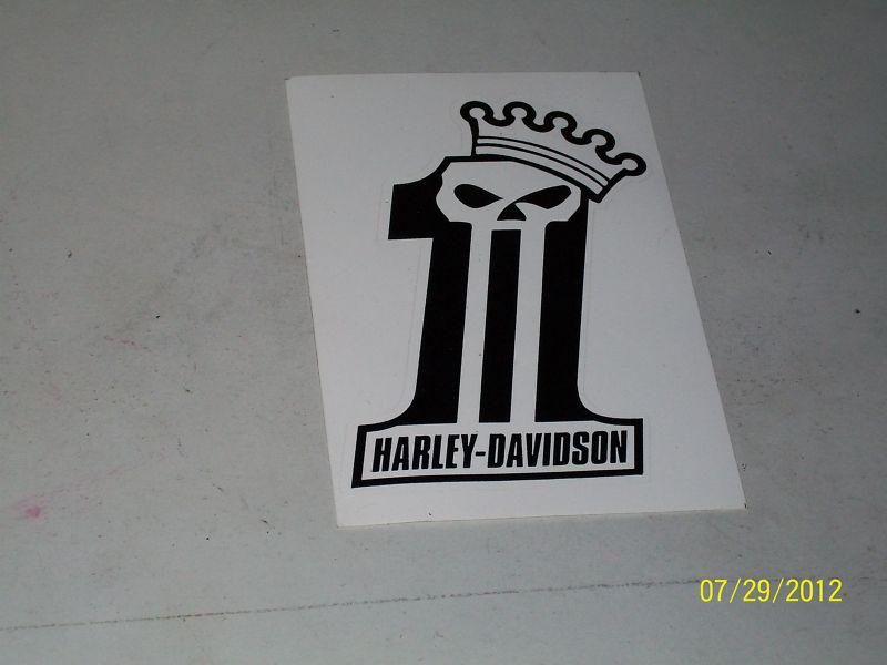 Nos new harley davidson motorcycle no.1 skull and crown decal