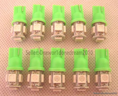 10x super t10 168 194 w5w 5050 5-smd led tail wedge license light bulbs green