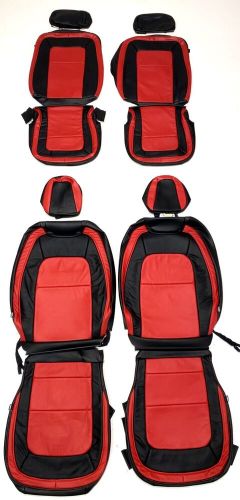 Leather seat covers 2019-2022 chevrolet colorado extended cab black red wt lt