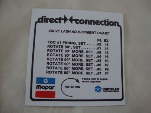 Mopar performance p4007707 solid liftercold valve lash setting chart v-8 engines