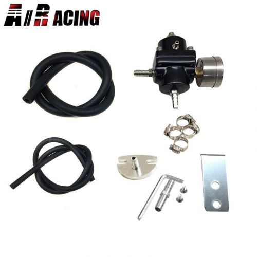 Fuel pressure regulator adjustable pressure with gauge universal aluminum black