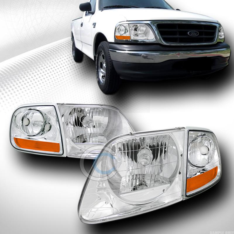 Chrome head lights+svt style signal corner amber ks 97-03 ford f150/expedition