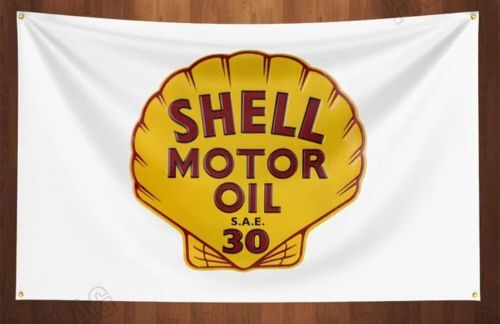Shell workshop/mancave advertising fan flag/banner