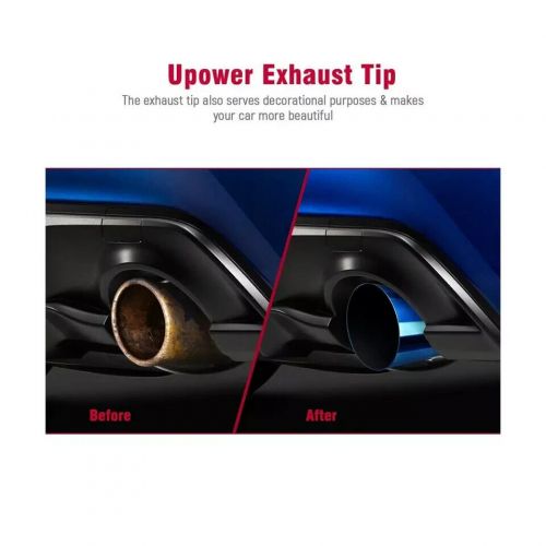 Upower pack of 2 blue burnt exhaust tip 2.5 inch inlet 4&#034; outlet 9&#034; long sing...