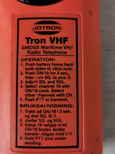 Jotron tron vhf gmdss maritime vhf radio phone with tron 93080 charging station