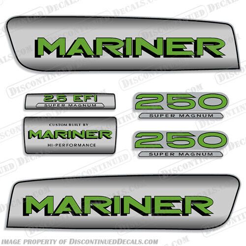 Fits 1998-2006 mariner 250 2.5 liter efi super magnum - custom silver / green