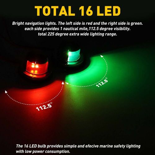 2x marine boat yacht pontoon stainless steel led navigation bow lights 12v 2set