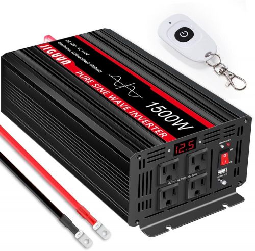 Jiguun 1500 watt pure sine wave inverter dc 12v to ac 120v converter car led