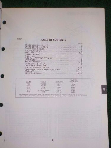 1990 evinrude johnson outboard parts catalog manual 48 50 hp final edition