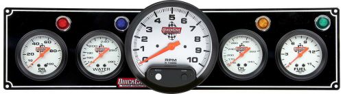 Quickcar racing products 61-6751 4-1 gauge panel op/wt/op /fp w/ 5in tach black