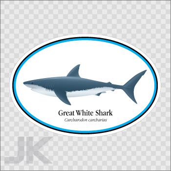 Decal stickers shark sharks attack strong jaws white ocean pacific 0500 x622x