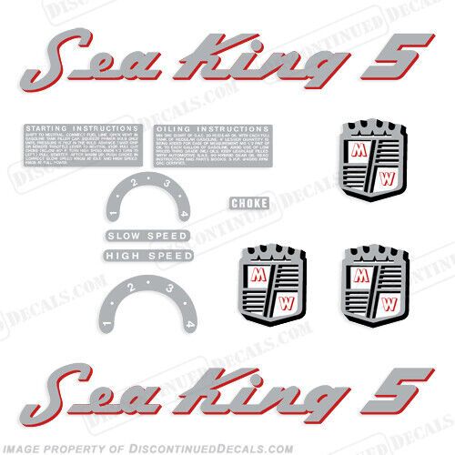 Fits sea king 1957 5hp outboard motor engine decals