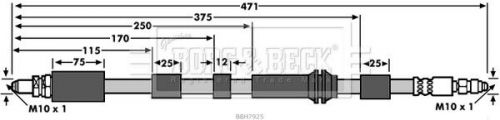 Brake hose fits ford ka 1.3 front right 02 to 07 hydraulic b&amp;b 1303845 1315749